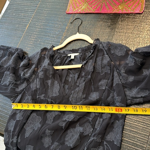 Joie Chaylse Top Dark Navy Blue Floral Sheer Popoever Sz XS - Picture 11 of 13